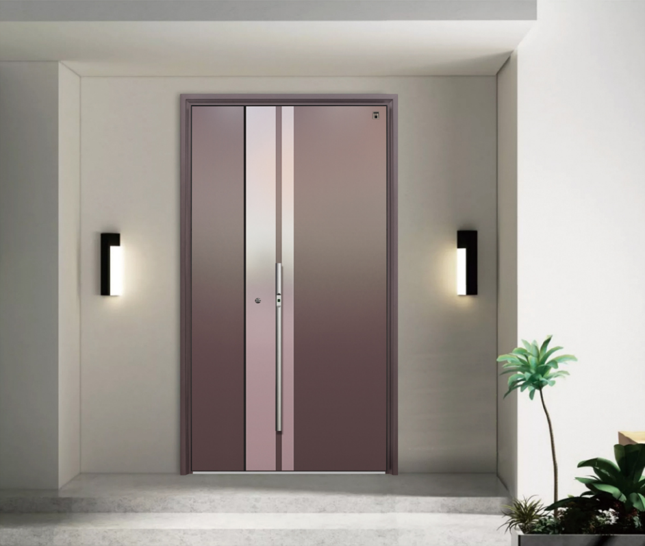 Classic style silver brown aluminum alloy door