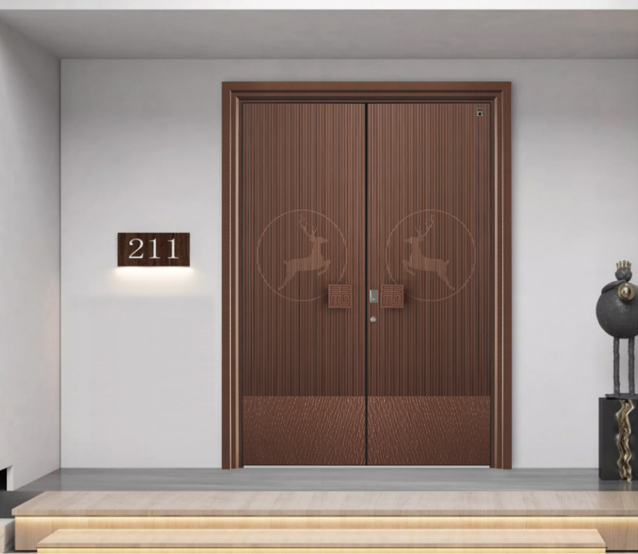 Deer shadow aluminum art double door