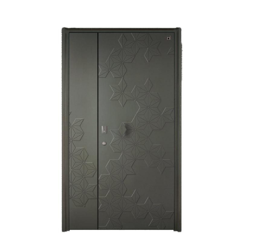 Modern simple geometric flowers Dark grey aluminum door
