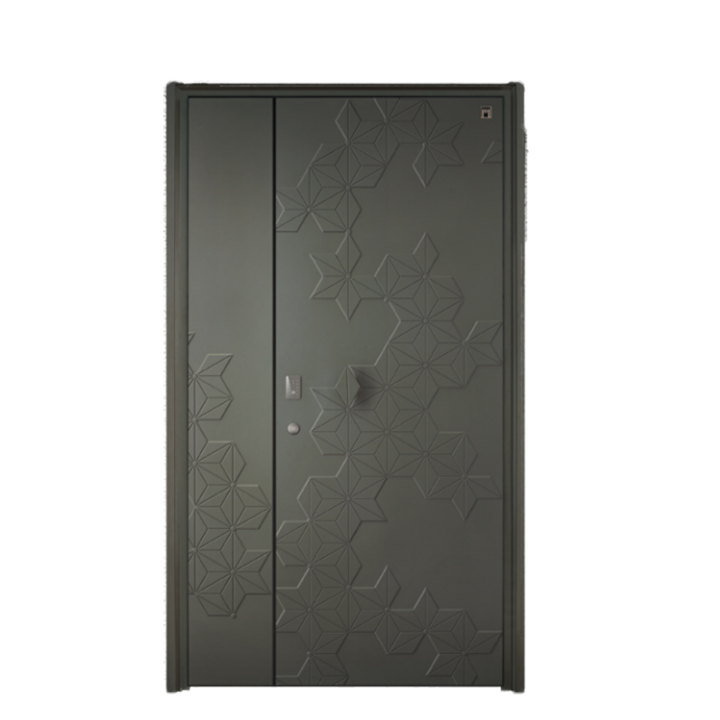 Modern simple geometric flowers Dark grey aluminum door