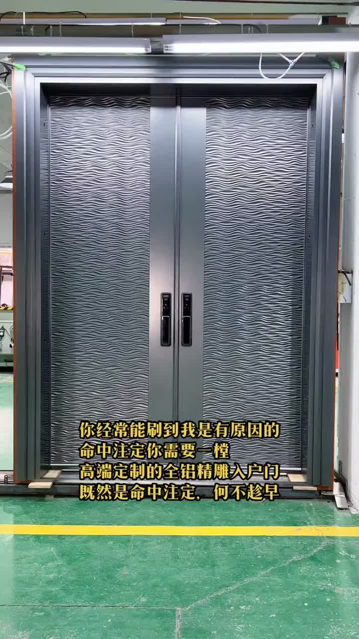 grey color double entrance aluminum door high quality