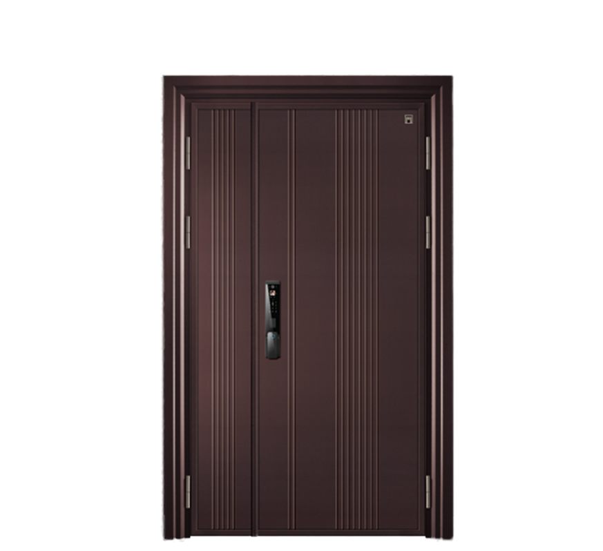 Modern simple brown metal stripe aluminum door