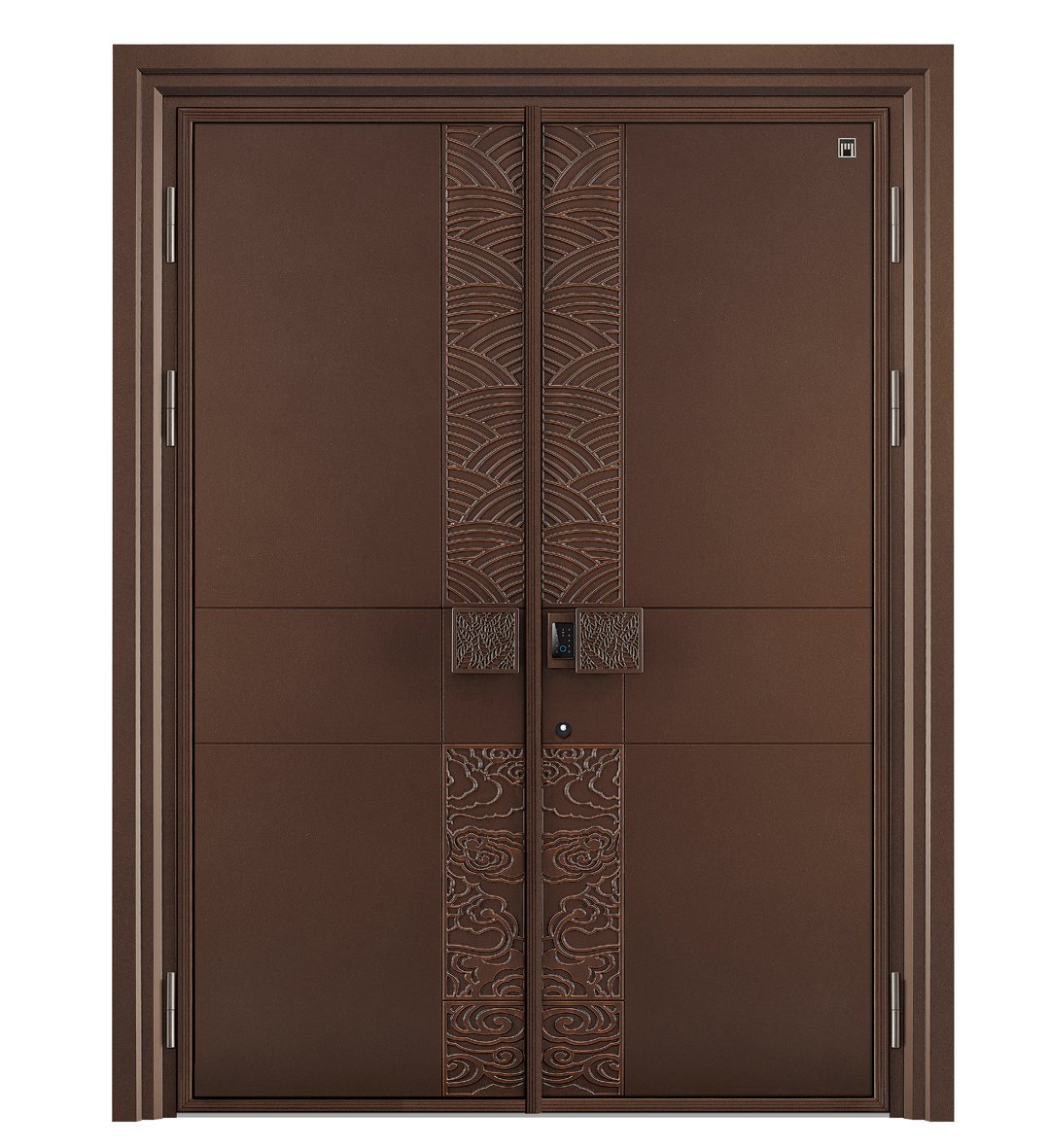 Aluminum villa dark brown auspicious cloud front door
