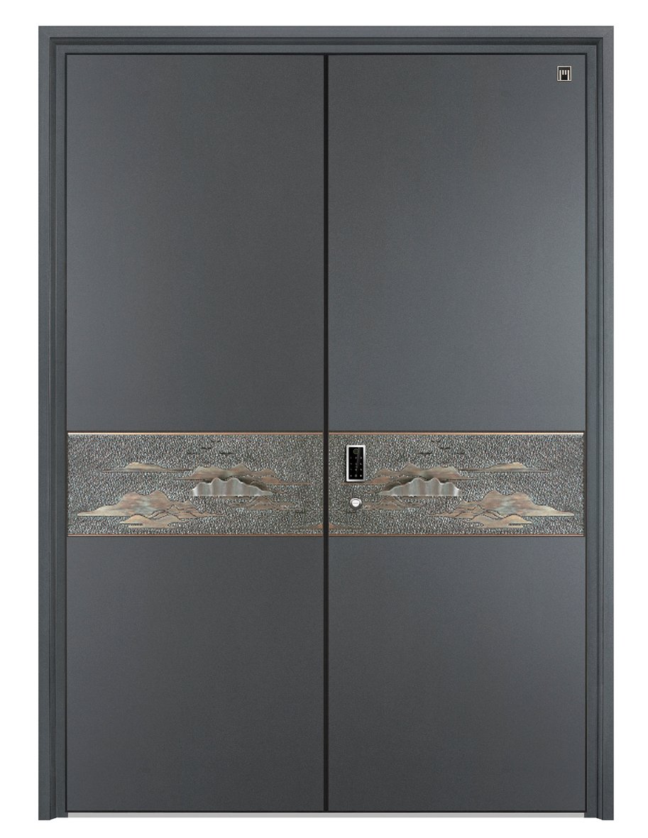 Aluminum alloy silver gray entrance door