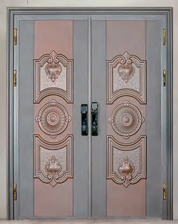 Modern grey minimalist smart lock entrance door
